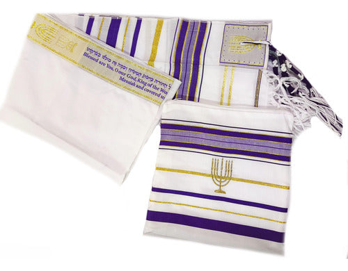 Talit  Roxo Messiânico - 55x180 Cm - Original De Israel