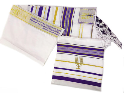 Talit  Roxo Messiânico - 55x180 Cm - Original De Israel