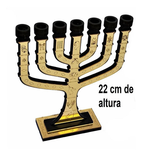 Candelabro Sete Pontas - Menora 12 Tribos Em Mdf E Acrílico