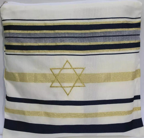 Talit Messiânico Gadol Azul Com Dourado - 110x160cm - Israel