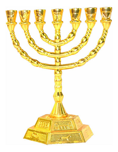 Candelabro Sete Pontas - Menorá 12 Tribos -16 Cm - De Israel