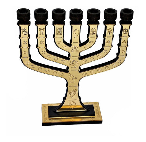 Candelabro Sete Pontas - Menora 12 Tribos Em Mdf E Acrílico