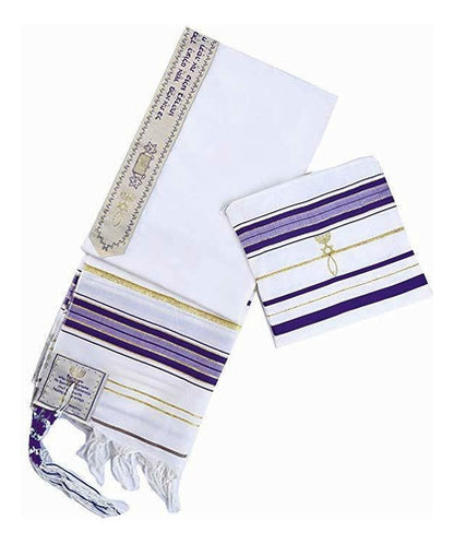 Talit  Roxo Messiânico - 55x180 Cm - Original De Israel