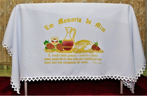Toalha Forro De Decoração Para Santa Ceia  Branca 3