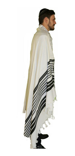 Talit Gadol Jumbo Gigante Preto 130x180cm De Israel