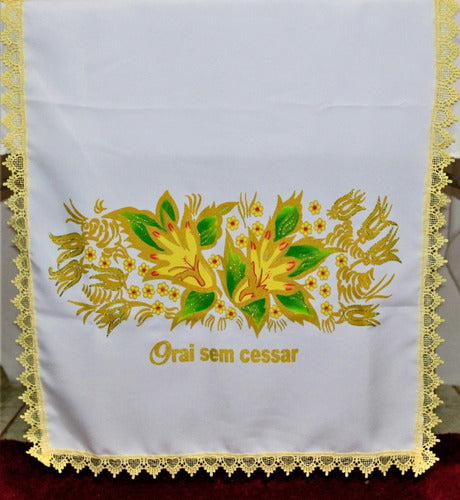 Toalha Caminho De Púlpito Decoração Para Santa Ceia Branca 3