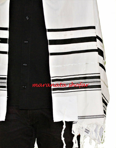Talit Ortodoxo Preto Com Prata 60x180 Cm  - De Israel