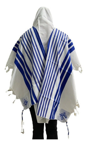 Talit Gadol Jumbo Azul 130 X 180cm- Ortodoxo - De Israel