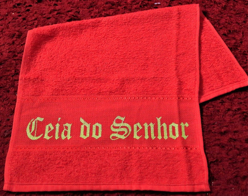 Toalha De Mão Santa Ceia Do Senhor 30 X 50 Cm Vermelha
