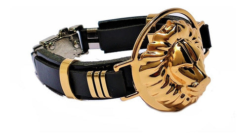 Pulseira Couro Leão De Juda Grande Verniz Gospel Regulável