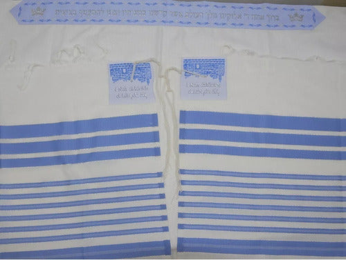 Talit Gadol Jumbo Azul 130x180 Cm - Importado De Israel
