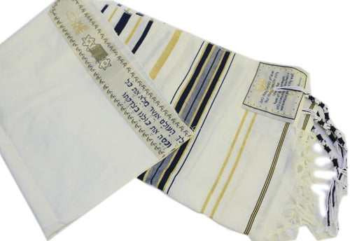 Talit Messiânico Azul + Prendedor - Original De Israel 4