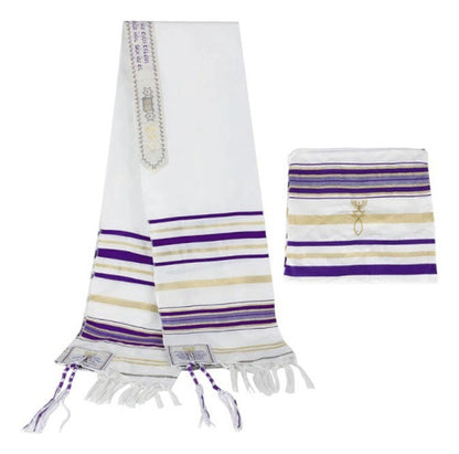 Talit  Roxo Messiânico - 55x180 Cm - Original De Israel