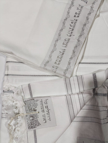 Talit ortodoxo branco grande gadol  - Importado De Israel