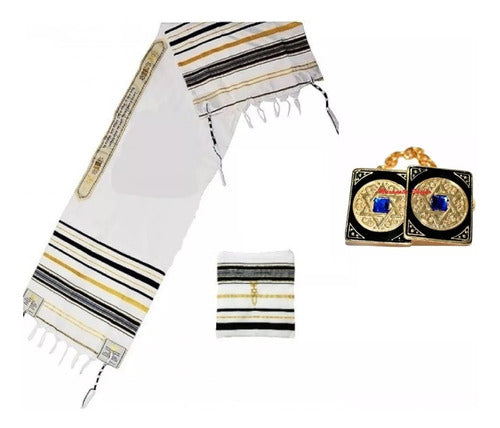 Talit Messiânico Azul + Prendedor - Original De Israel 4