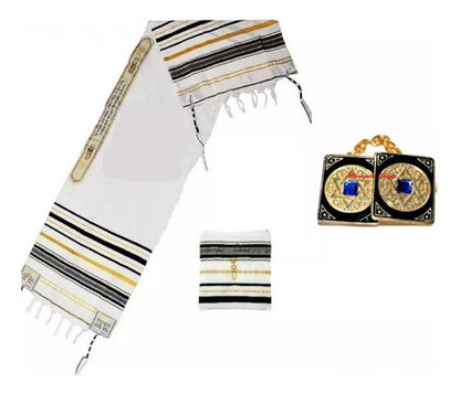 Talit Messiânico Azul + Prendedor - Original De Israel 4