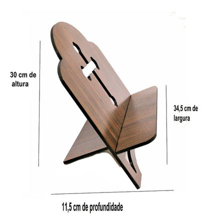 Suporte De Bíblia Madeira Grande Mdf Com Cruz