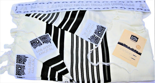 Talit Gadol Jumbo Gigante Preto 130x180cm De Israel