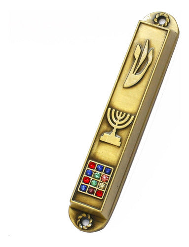 Mezuzá Judaico Luxo 8 Cm + Pergaminho  12 Tribos De Israel 2