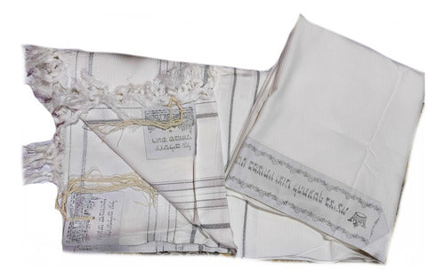 Talit ortodoxo branco grande gadol  - Importado De Israel