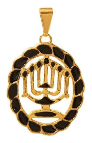 Pingente Estrela De Menorá Dourado - Direito De Israel 2