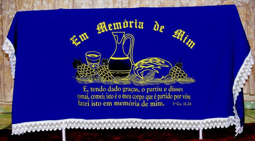 Toalha Forro De Decoração Para Santa Ceia  Azul Royal