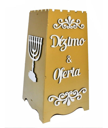 Gazofilácio Dízimos E Ofertas Igreja Em Mdf  Pintado Menorá