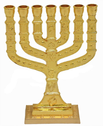 Candelabro Sete Pontas - Menora 12cm - 12 Tribos - De Israel - Dourada