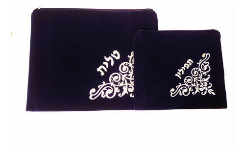 Saco/ Bolsa De Talit E Tefilin De Veludo  Bordada - Israel