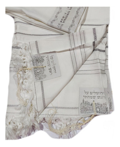 Talit ortodoxo branco grande gadol  - Importado De Israel