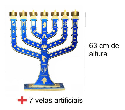Candelabro Sete Pontas - Menora 12 Tribos - Em Mdf Grande #