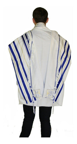 Talit Gadol Azul 110 X 160cm - De Israel