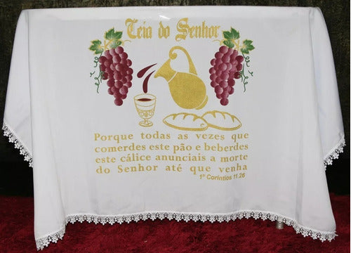 Toalha Forro De Decoração Para Santa Ceia  Branca 2