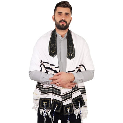 Talit Ortodoxo Gadol Grande Importado De Israel - Azul