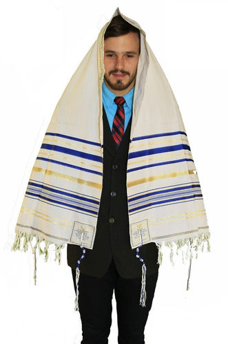 Talit Messiânico Azul 55 X 180 Cm - Original - De Israel