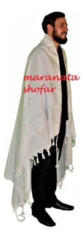 Talit ortodoxo branco grande gadol  - Importado De Israel