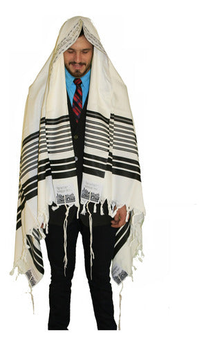 Talit Gadol Jumbo Gigante Preto 130x180cm De Israel