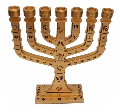 Candelabro Sete Pontas - Menora 12 Tribos - Em Mdf Pintado