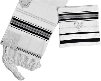 Talit Ortodoxo Preto Com Prata 60x180 Cm  - De Israel