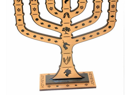 Candelabro Sete Pontas - Menora 12 Tribos - Em Mdf Pintado