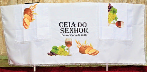 Kit 3 Peças De Toalhas De Decoração Para Santa Ceia Branca