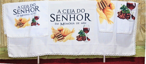 Kit 4 Peças De Toalhas De Decoração Para Santa Ceia Branca