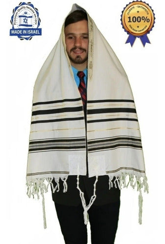 Talit ortodoxo Preto E Dourado 55x180 Cm - De Israel