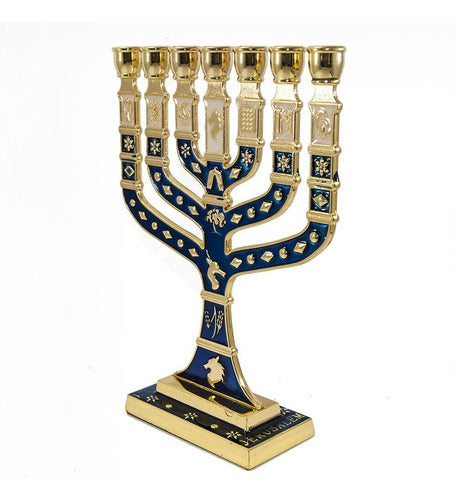 Candelabro Sete Pontas - Menora 12cm - 12 Tribos - De Israel