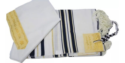 Talit Messiânico Gadol Azul Com Dourado - 110x160cm - Israel
