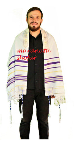 Talit  Roxo Messiânico - 55x180 Cm - Original De Israel