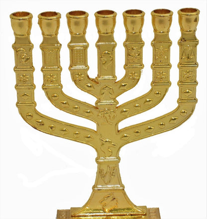 Candelabro Sete Pontas - Menora 12cm - 12 Tribos - De Israel - Dourada