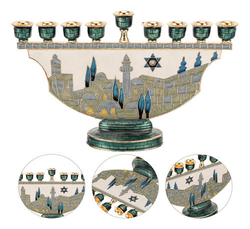 Candelabro 9 Velas - Menorá - Hanukkah Chanukiá De Israel