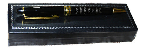 Caneta Judaica Preta C/ Dourado 7 Bençãos - Com Estojo