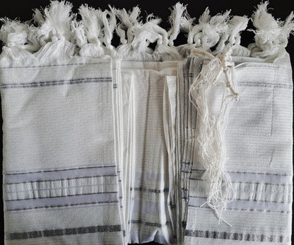 Talit ortodoxo branco grande gadol  - Importado De Israel